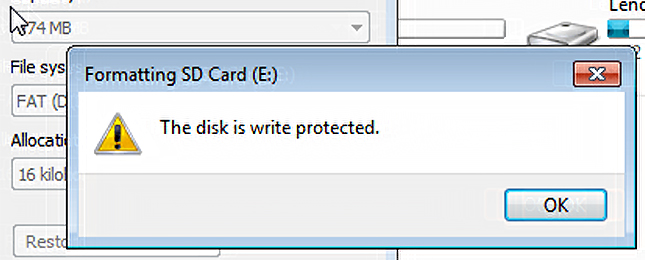 The Disk Is Write-Protected